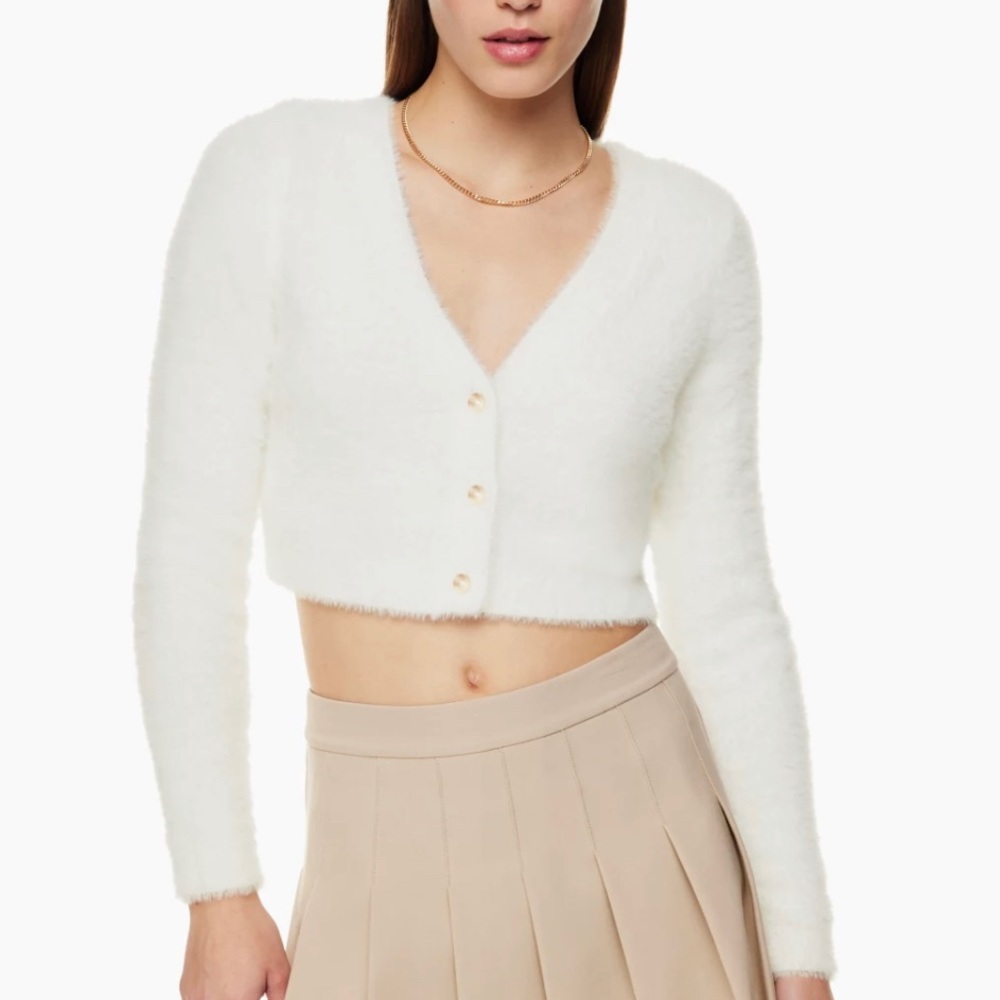Aritzia Fuzzy Sweater - White